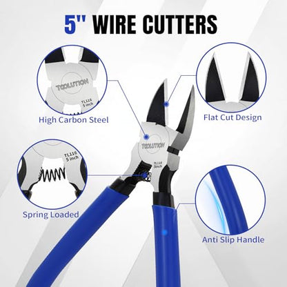 2-Piece Small 5 Inch Flush Cutters & Wire Cutters Set Pliers - size: Flush Cutters & Wire Cutters
