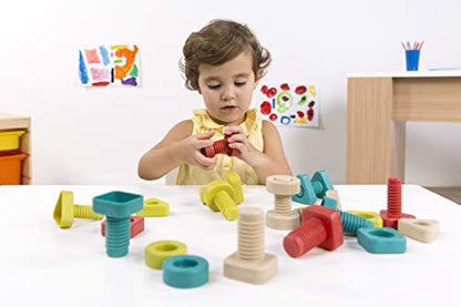 Miniland ECO Nuts & Bolts with Activities - STEM, Geometric, Shapes, Visual Motor Coordination, Highly Resistant