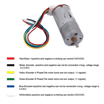 DIY Encoder Gear Motor with Mounting Bracket 65mm Wheel Kit, JGA25-371 Metal Gears DC12V for Smart Car Robot Printer Machinery Equipment (Speed 1000) - size: Speed 1000