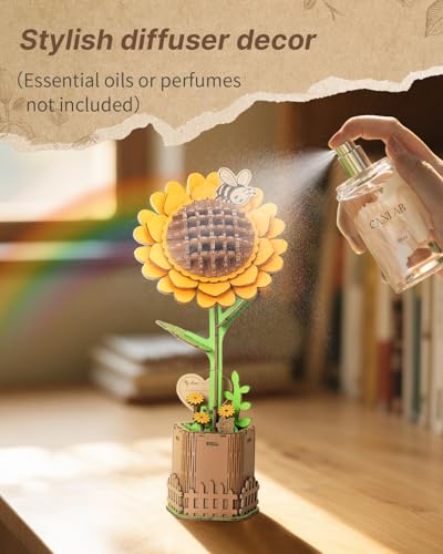 Kaayee 3D Wooden Flower Puzzles Sunflower, Wood Flowers Craft for Adults - color: Sunflower