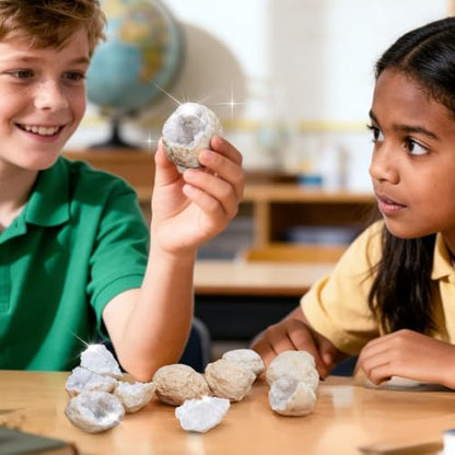 25 Geodes for Kids Break Open, 90% Hollow, (Large 1.5-2"), Geode Kit Science Kits for Kids Age 8-12, Discovery Toys Gifts for Kid