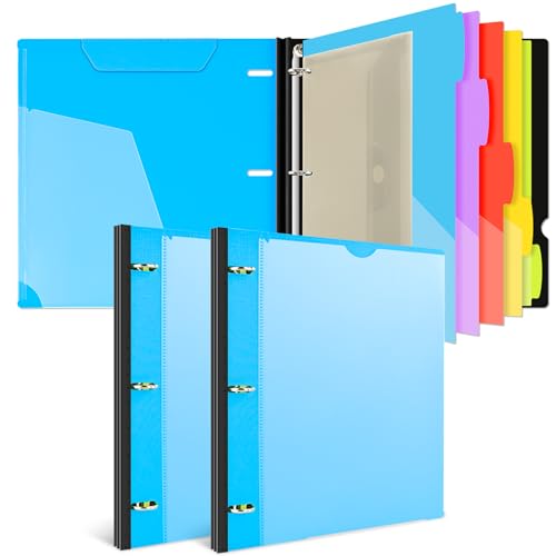 INFUN 1 Inch Telescoping Project Organizer Binder-2PCS,13 Pocket, Customizable Front Cover, 5 Colors Pocket Divider and Plastic Binder Pocket，225 Sheet Capacity-Blue - color: Blue, size: 2 PCS