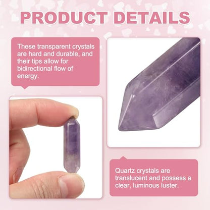 MECCANIXITY 10 Pack Amethyst Quartz Crystals, Polished Crystals Bulk Hexagonal Shaped Meditation Gemstone for Jewelry Making Energy Balance Accessories Gifts - color: Amethyst Quartz