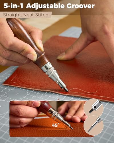 SAKERNEO Leather Working Tools kit Leather Tooling Kit Leather Craft Tools - size: Regular Version