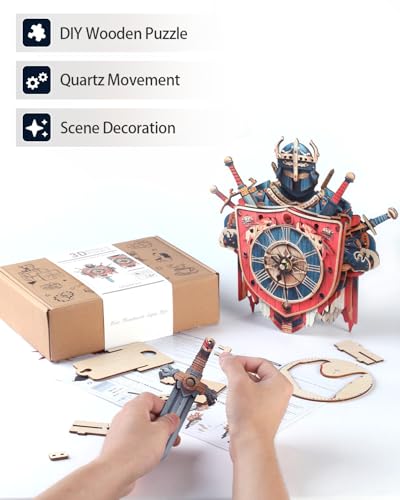 3D Wooden Puzzles for Adults, Knight Clock 3D DIY Model Kit