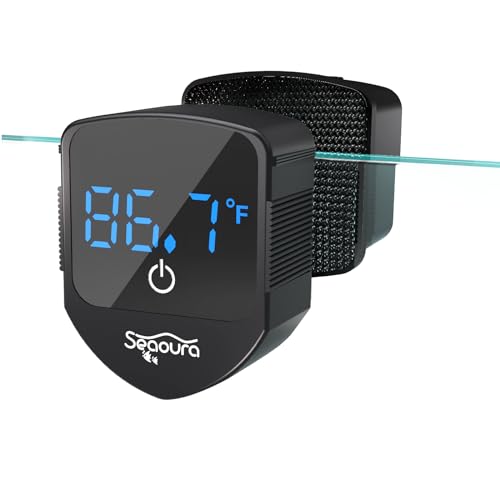 SEAOURA 2-in-1 Aquarium Magnetic Cleaner with Digital Aquariums Thermometer - color: Black