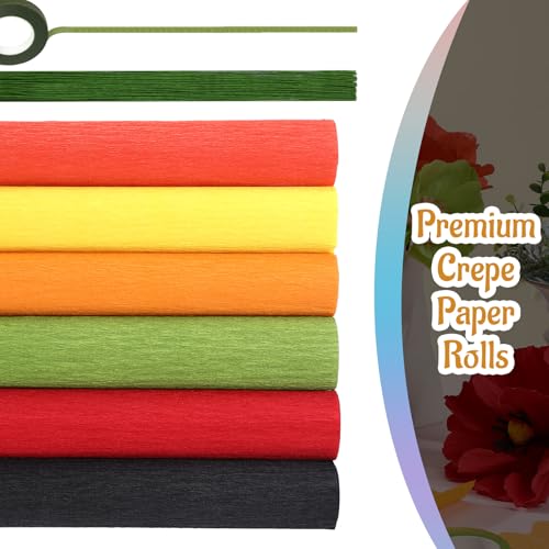 Gersoniel 57 Pcs Crepe Paper DIY Kit for Flower Making, Bright - color: Bright