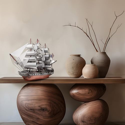 Piececool 3D Metal Puzzles, USS Constitution Sailing Boat Models for Adults Sailing Frigate Warship Sailboat Ship Model Building Kits Hobby Crafts for Adults Creative Gift Ideas Birthday Christmas - style: USS Constitution
