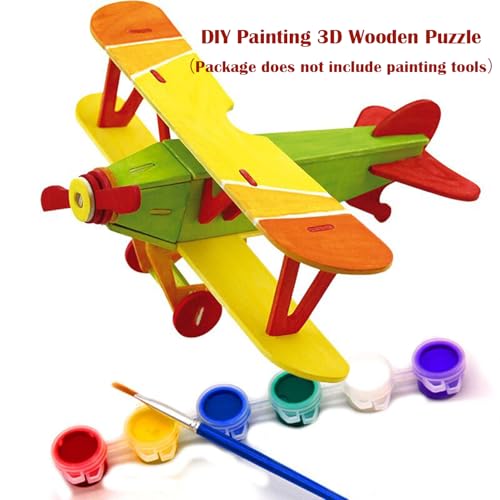 Georgie Porgy 3D Wooden Puzzles for Kids Toys Construction Woodcraft Kits DIY Model Puzzle Kits Birthday Gifts Pack of 3 (Biplane Off-Road Vehicle Yacht) - color: Biplane Off-road Vehicle Yacht