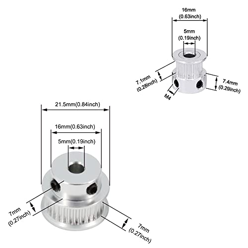 2PCS Set GT2 Synchronous Wheel 20&30 Teeth 5mm Bore Aluminum Timing Pulleys with 2PCS Length 200mm Width 6mm Belt (20-30T-5B-6) - style: 20-30T-5B-6