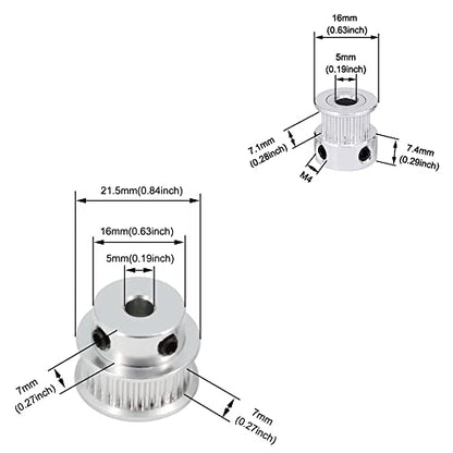 2PCS Set GT2 Synchronous Wheel 20&30 Teeth 5mm Bore Aluminum Timing Pulleys with 2PCS Length 200mm Width 6mm Belt (20-30T-5B-6) - style: 20-30T-5B-6