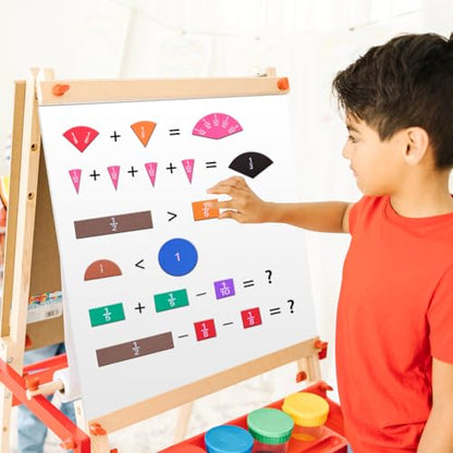abcxgood Magnetic Fraction Tiles & Fraction Circles Activity Set Montessori Magnetic Book Fraction Puzzle for Children Math Manipulatives for Elementary School Students Homeschool Supplies Grade