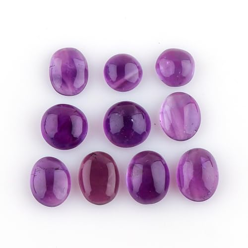 CRYSTALIS Wholesale 10pcs Natural Amethyst Loose Gemstone Bulk Cabochons Jewelry Making Supply, Chakra Healing Polished Stones, Wire Wrapping, DIY, Gem Collection, Mix-Shape, 8-15mm