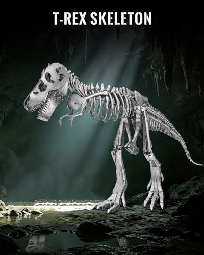 Piececool 3D Metal Puzzles T-Rex Skeleton Model Kit for Adults Animal Dinosaur Metal Puzzles Collectible Interactive DIY Building Kits, Great Birthday New Year Gifts for Men Teens 16+, Desk Decor