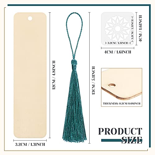 TaoBary 92 Pcs 4.8 x 1.3 Inch Flower Wood Bookmark Making Kit Includes 36 Unfinished Blank Bookmarks 36 Tassels 20 Templates, Back to School DIY Painting Craft for Home Class Holiday Teachers Gift - style: Flower