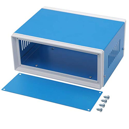 Zulkit Junction Box Blue Metal Project Box DIY Electric Enclosure Case Preventive Case Electrical Box 7.9 x 6.5 x 3.5 inch - size: 7.9" x 6.5" x 3.5"