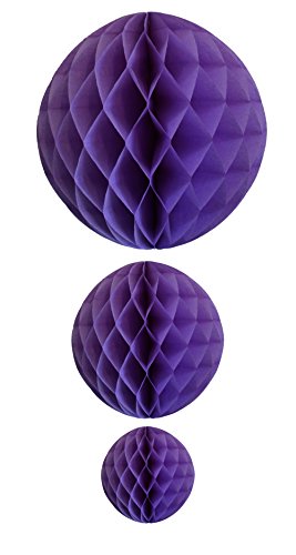 Lavender Honeycomb Balls, Set of 3 (12 inch, 8 inch, 5 inch) - color: Lavender