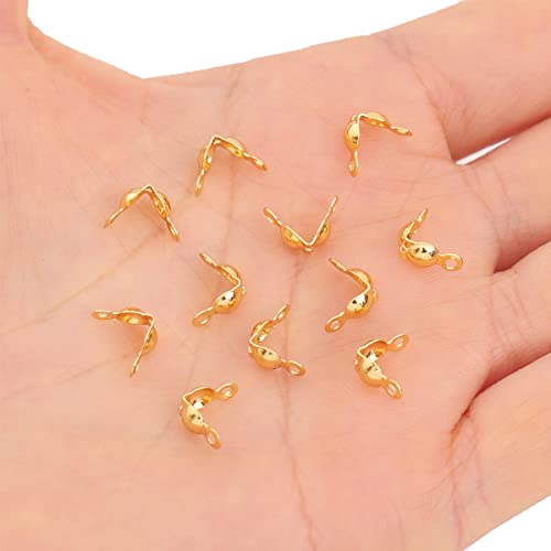 BEADIA 18K Gold Plated End Caps Non Tarnish 4x8mm 200pcs for Jewelry Making Findings - color: End Caps Gold, size: 4x8mm