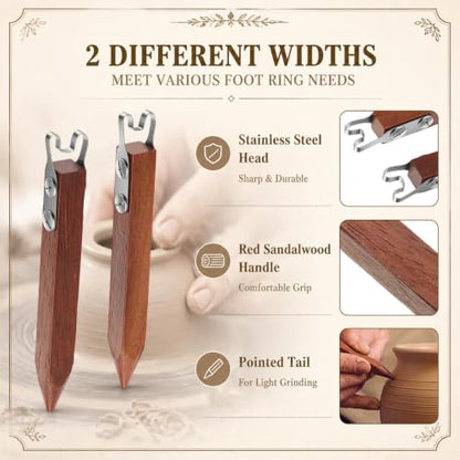 Therwen 2 Pcs Pottery Trimming Tool 4 mm & 6 mm Width, Foot Trimming Style - style: Foot Trimming Style