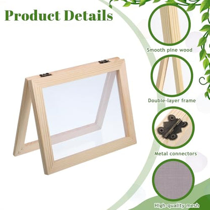 Paper Making Screens Large, 1 Pcs Wooden Papermaking Screen Frame Mould 9.8 x 7.5 Inch Paper-Making Frame for DIY Paper Craft, Dried Flower