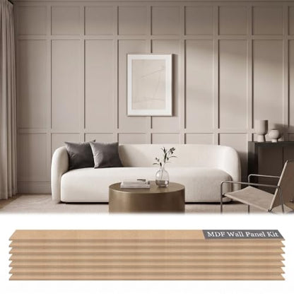 Nuanchu 145" x 100" MDF Premade Board and Batten Paintable Wainscoting Kit