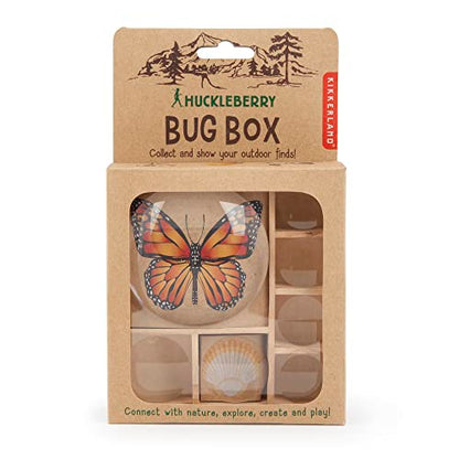 Kikkerland Huckleberry My Little Museum Bug Box Collection, Observation Bug House, 7 Compartments, in-Built Magnifying Lenses, for Insect Collecting