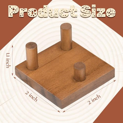 DoubleFill 4 Packs Wood Rock Display Stand 2 Inch Walnut Rock Stands for Display Small Three Peg Wooden Crystal Holder Geode Easel Pedestal for Coral Mineral Agate Small Collectibles