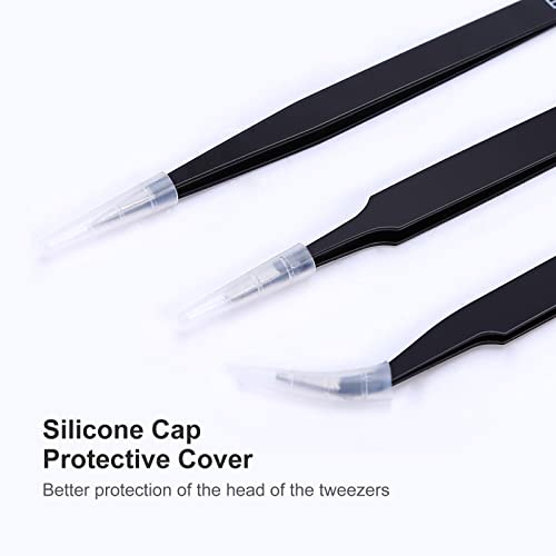 kaverme 3PCS Precision Tweezers Set, Upgraded Anti-Static Stainless Steel