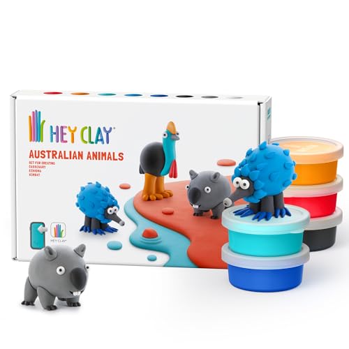 HEY CLAY Colorful Air Dry Clay Kit for Kids Modeling Gift Age 3+ (6 cans) - color: Australian Animals: Echidna, Cassowary, Wombat