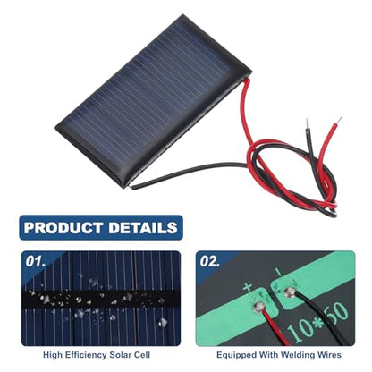 MECCANIXITY 5 Pcs 5V 0.15W 30mA Mini Solar Panels, Small Polycrystalline Solar Cell Panel with 2 Cable for DIY Electric Toy Materials Kits Charger, 44mm x 24mm - style: 5V 0.15W 30mA