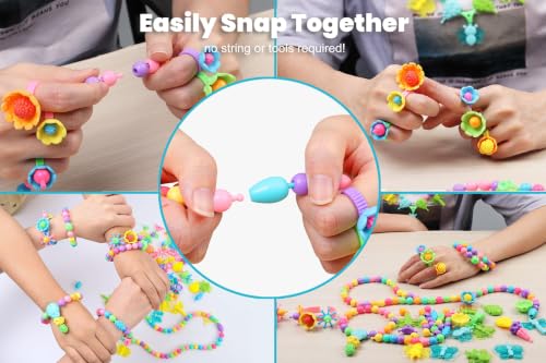 BIRANCO. Deluxe Beading Set with 350+ Pop Beads Include Butterfly, Bee, Dragonfly with Transparent Wings, and Ladybug Jewelry Making Kit for Kids Ages 3-8 - size: with insect features