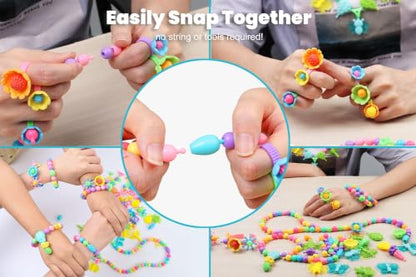 BIRANCO. Deluxe Beading Set with 350+ Pop Beads Include Butterfly, Bee, Dragonfly with Transparent Wings, and Ladybug Jewelry Making Kit for Kids Ages 3-8 - size: with insect features