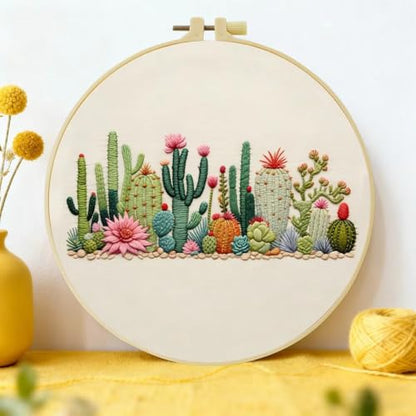 Full Range Embroidery Kit for Adult, Green Plant Pattern Embroidery Kit for Beginners Include Embroidery Cloth Hoops Threads for Craft Lover Hand Stitch with Embroidery Skill Techniques (Plant) - color: Plant
