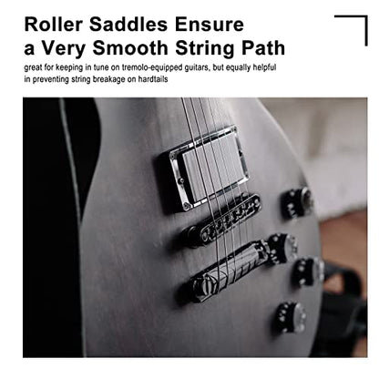 MAXCHEER A Set of String Saddle Tune-O-Matic Bridge & Tailpiece For GB LP Style Electric Guitar (Black) - color: Black