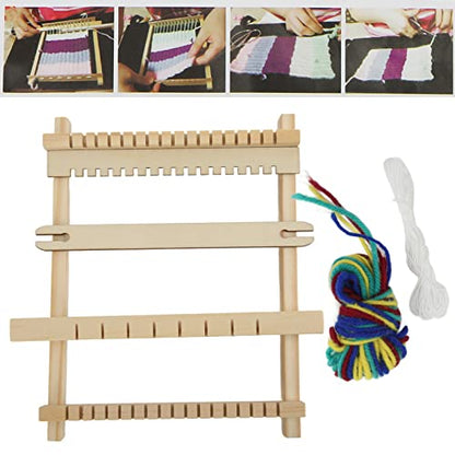 Handloom, Wooden DIY Hand Knitting Weaving Machine Large Frame Weaving Tapestries Scarves Heddle Bar for Kids Beginners