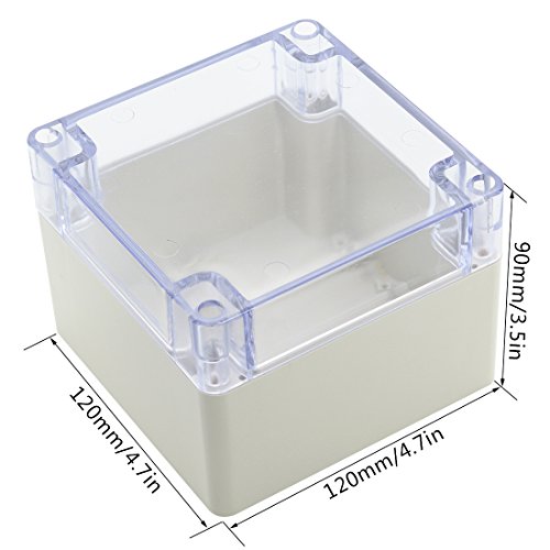LeMotech ABS Plastic Junction Box Dustproof Waterproof IP65 Electrical Enclosure Box Universal Project Enclosure Grey with PC Transparent Clear Cover 4.7 x4.7 x3.5 inch(120 x 120 x 90 mm) - size: 4.7"x4.7"x3.5"