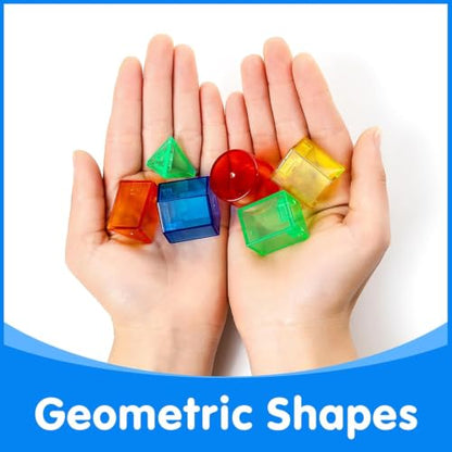 60 Pieces 3D Shapes for Teaching, Light Table Manipulatives