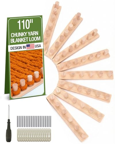 DHOEM 110" Chunky Yarn Blanket Loom, Adjustable Size Hand Knitting Kit for Adults, Beginner Friendly Weaving Tools for Chunky Yarn Blankets, Bulk Set for Craft Groups, Family & DIY Workshops