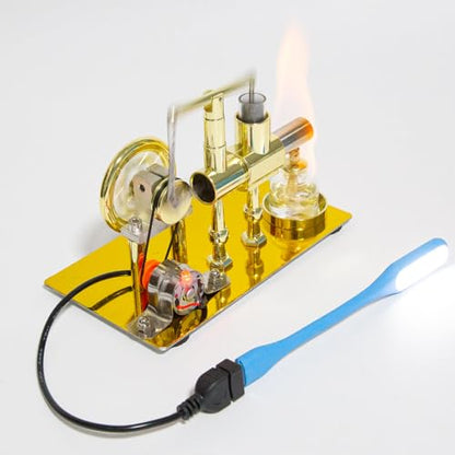 Hot Air Stirling Engine Model Kit, DIY Assembly Metal Balance Single-Cylinder Stirling Engine Kit with USB Light, Sterling Engines Building Set, Christmas Birthday Gift - style: Type 3