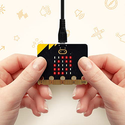 Basic Starter Kit for BBC Microbit V2.2, Graphical Programming Built-in Speaker and Microphone, LED Display Coding for Kids Teens + Microbit GPIO Expansion Board & Battery Holder & USB Cable
