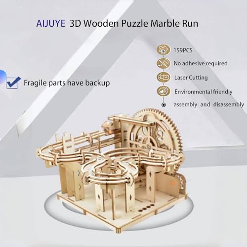 3D Wooden Puzzles for Adults Marble Run Kit - 159pc 4 Steel Marbles Build Mechanical Maze Model STEM Toys for Teens Adults, 4hr Challenge, No Glue Needed & Desk Kinetic Art, Ages 14+