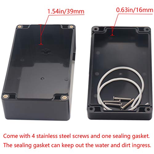 Junction Box IP65 Waterproof ABS Plastic Electrical Project Case Power Junction Boxes, Project Box with 4 PCS M16 Cable Glands 6.22x3.54x2.36 inch (158 x 90 x60 mm) - color: Black, size: 6.22"x3.54"x2.36"