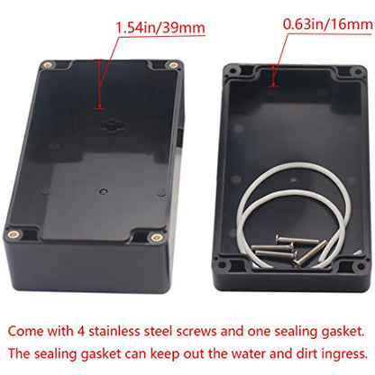 Junction Box IP65 Waterproof ABS Plastic Electrical Project Case Power Junction Boxes, Project Box with 4 PCS M16 Cable Glands 6.22x3.54x2.36 inch (158 x 90 x60 mm) - color: Black, size: 6.22"x3.54"x2.36"