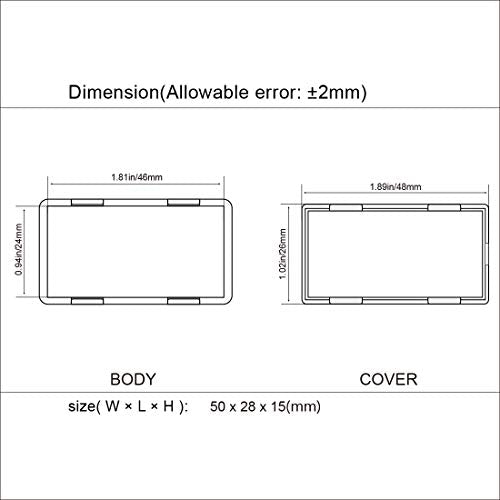 LeMotech 5Pcs ABS Plastic Electrical Project Case Power Junction Box, Project Box Black 2.0 x1.1x 0.6 inch (50 x 28 x 15 mm) - size: 2.0" x1.1"x 0.6"(5pc)
