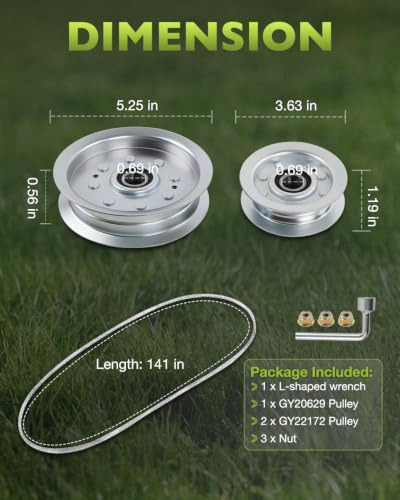 Deck Belt Pulley Kit Fits John Deere 48" Deck D140 D150 L120 L130 LA130 - size: JD Set