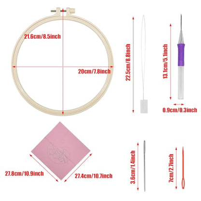 Allazone 3 Set Punch Needle Embroidery Kits, Punch Needle Kits for Adults Beginner, Punch Needle Tool with Punch Needle Cloth, Yarns and Sewing Needles (Sunset and Mountains) - color: sunset