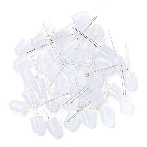 CHANZON 50 pcs 10mm Red Diffused LED Diode Lights (DC 2V 20mA) - color: B) White-red (50pcs)