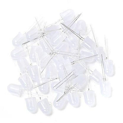 CHANZON 50 pcs 10mm Red Diffused LED Diode Lights (DC 2V 20mA) - color: B) White-red (50pcs)