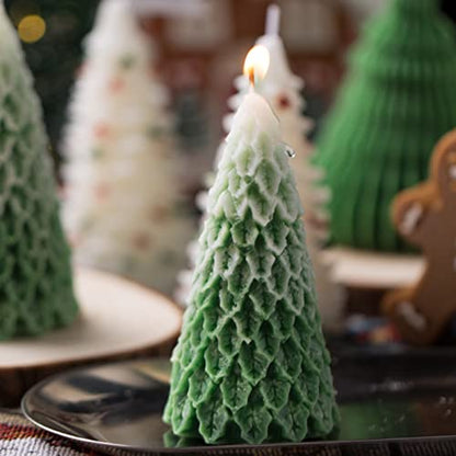 2PCS Christmas Tree Silicone Candle Molds, DIY 3D Tree Shape Molds for Candle Making DIY Scented Candle Home Party Deco Gifts Christmas Ornament(3.8") - color: 2Pcs Christmas Tree 3.8"