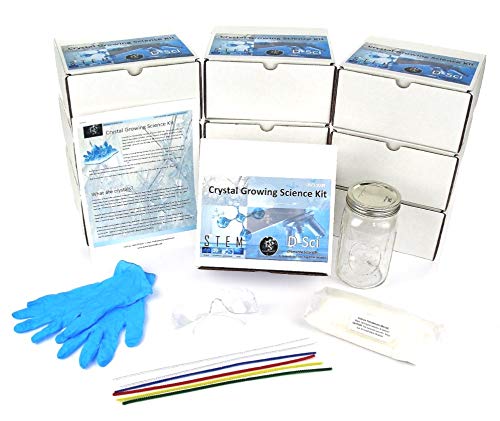 10-Student Classroom Crystal Kit. Safe and Easy to Use. Everything a Teacher Needs for 10 Students to Grow Two Different Crystal Shapes Like a Heart or Snowflake.